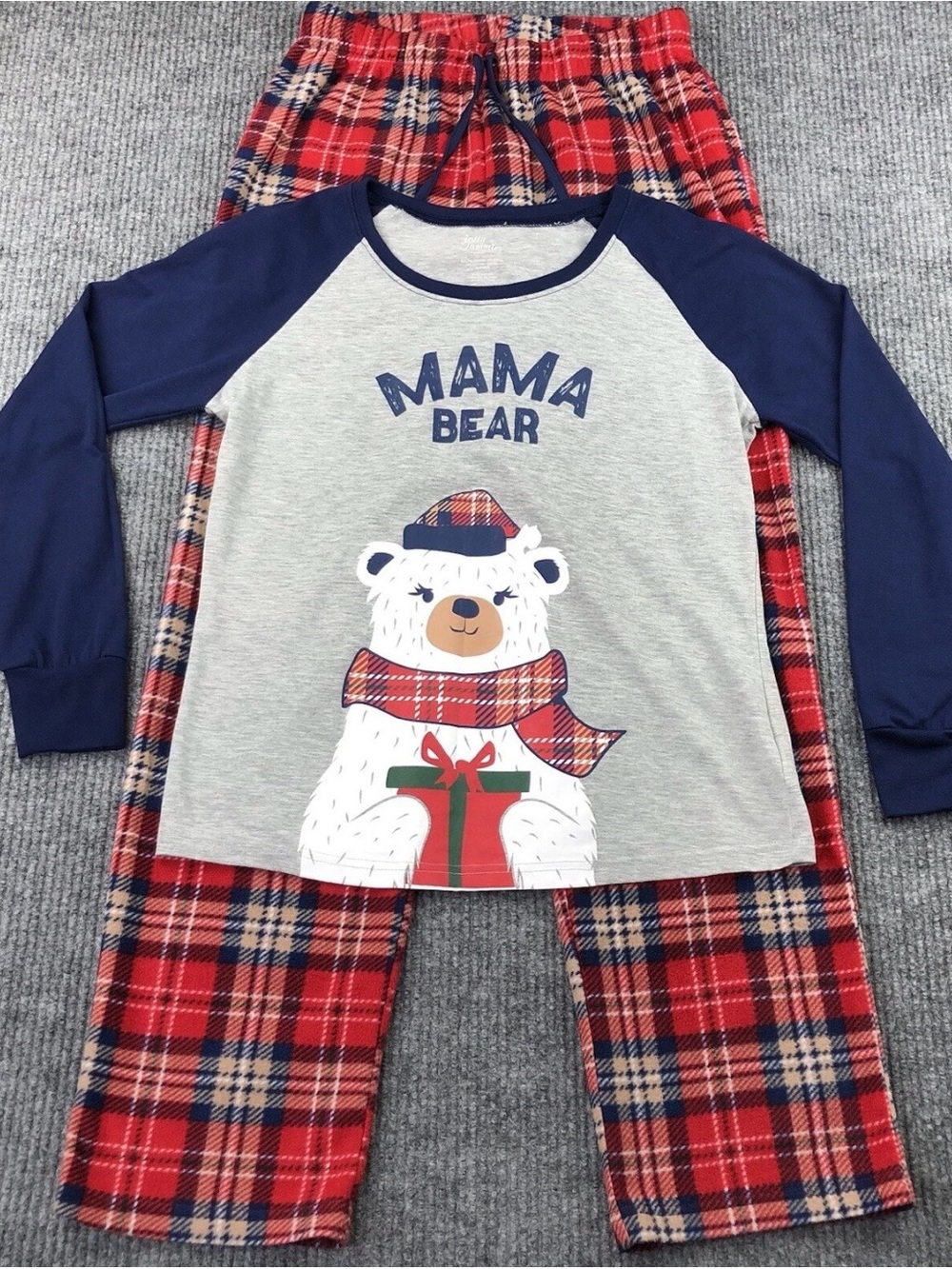 BRAND NEW Mama Bear Pajama Set - Navy & Red Plaid